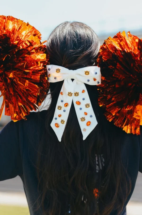 Auburn White Bow Barrette-Brianna Cannon Online
