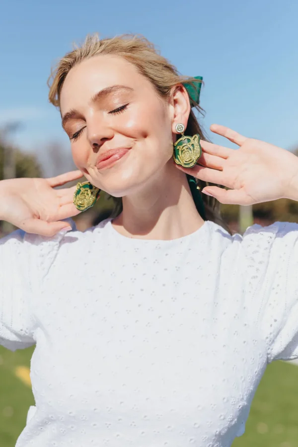 Baylor Bear Logo Earrings-Brianna Cannon Fashion