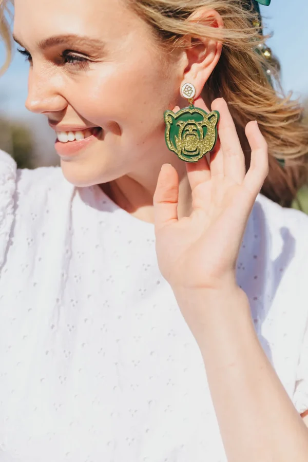 Baylor Bear Logo Earrings-Brianna Cannon Fashion