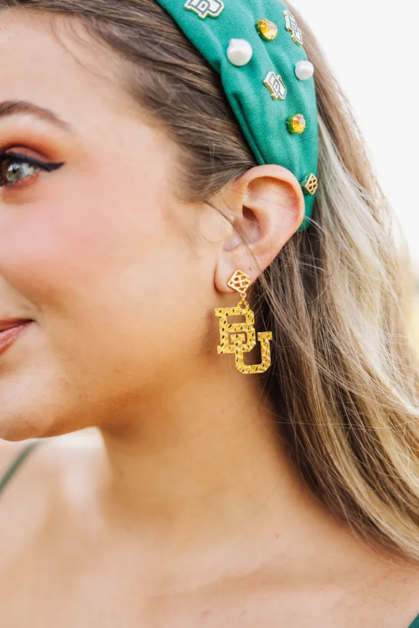 Baylor Gold Logo Earring with BC Logo-Brianna Cannon New