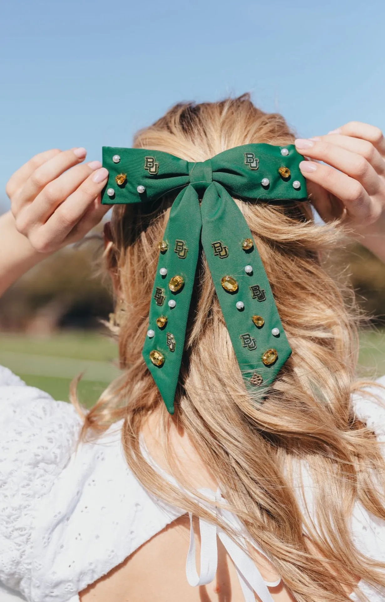 baylor_green_bow_barrette_1.webp Baylor Green Bow Barrette-Brianna Cannon Sale
