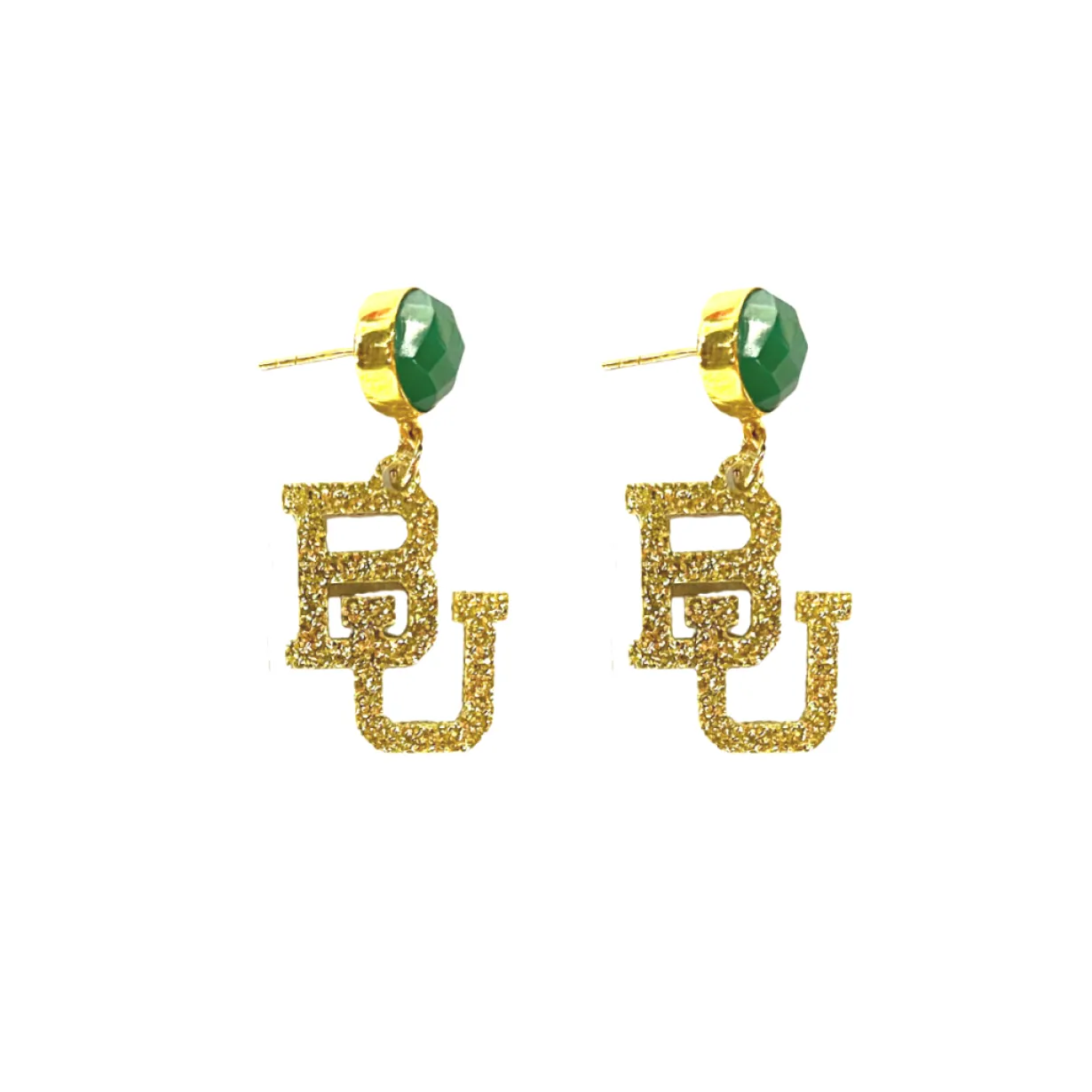 baylor_mini_gold_glitter__0.webp Baylor Mini Gold Glitter Logo Earrings-Brianna Cannon Hot