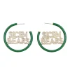 Baylor SIC'EM BEARS Green Pavé Hoop Earrings-Brianna Cannon Hot