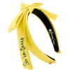 Baylor Yellow Thin Embroidered Ribbon Bow Headband-Brianna Cannon Hot