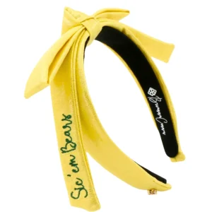 Baylor Yellow Thin Embroidered Ribbon Bow Headband-Brianna Cannon Hot