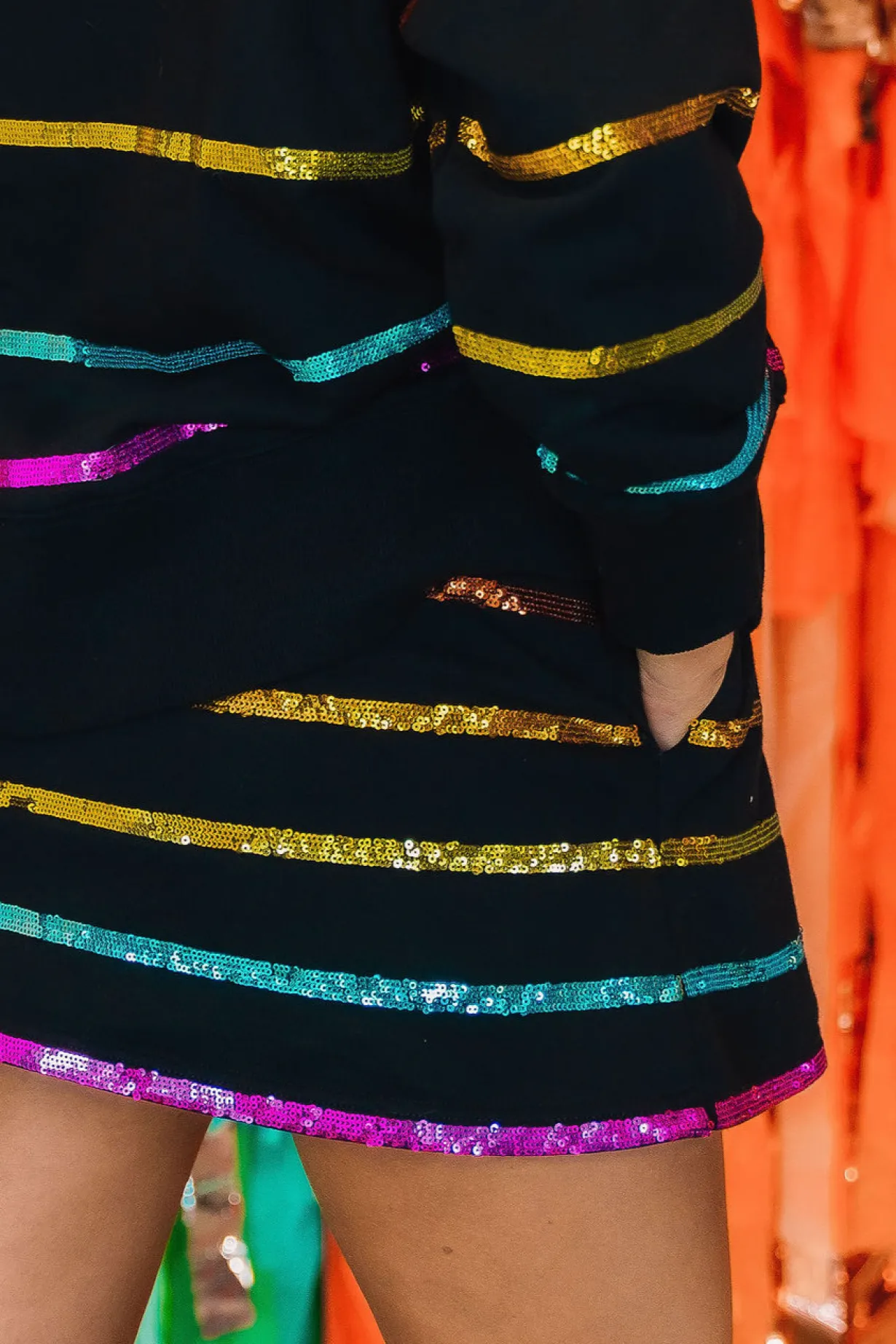 bc_black_rainbow_sequin_s_2.webp BC Black Rainbow Sequin Stripe Skirt/Skort-Brianna Cannon Outlet