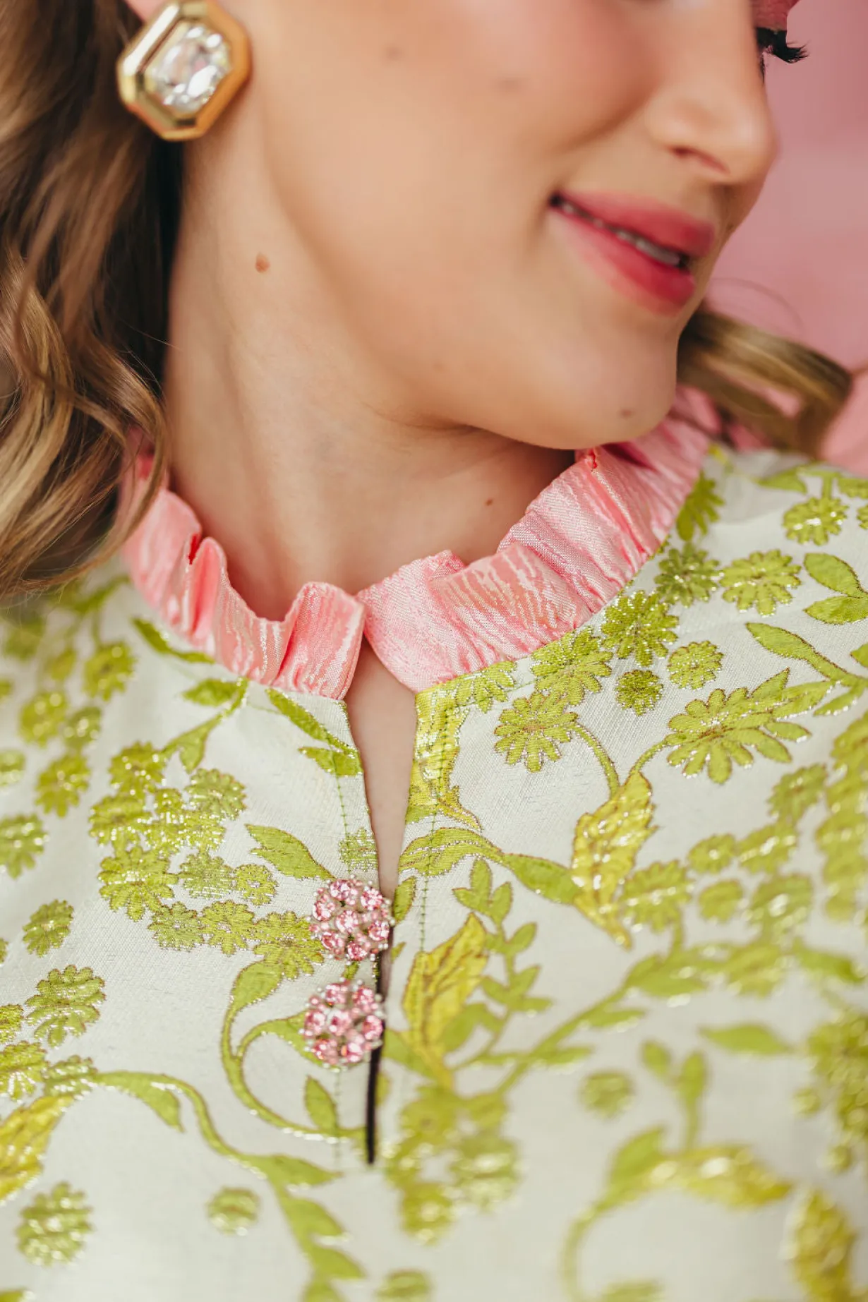 bc_caftan__chartreuse_and_1.webp BC Caftan - Chartreuse and Blush with Feathers PRE-ORDER (Est. Ship 3/18)-Brianna Cannon Sale
