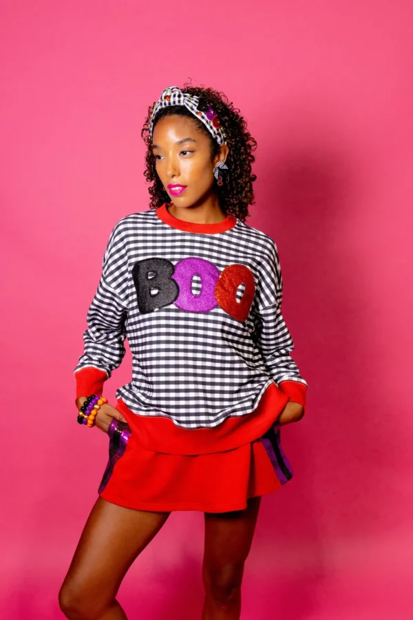 BC Gingham BOO Sweatshirt-Brianna Cannon Clearance