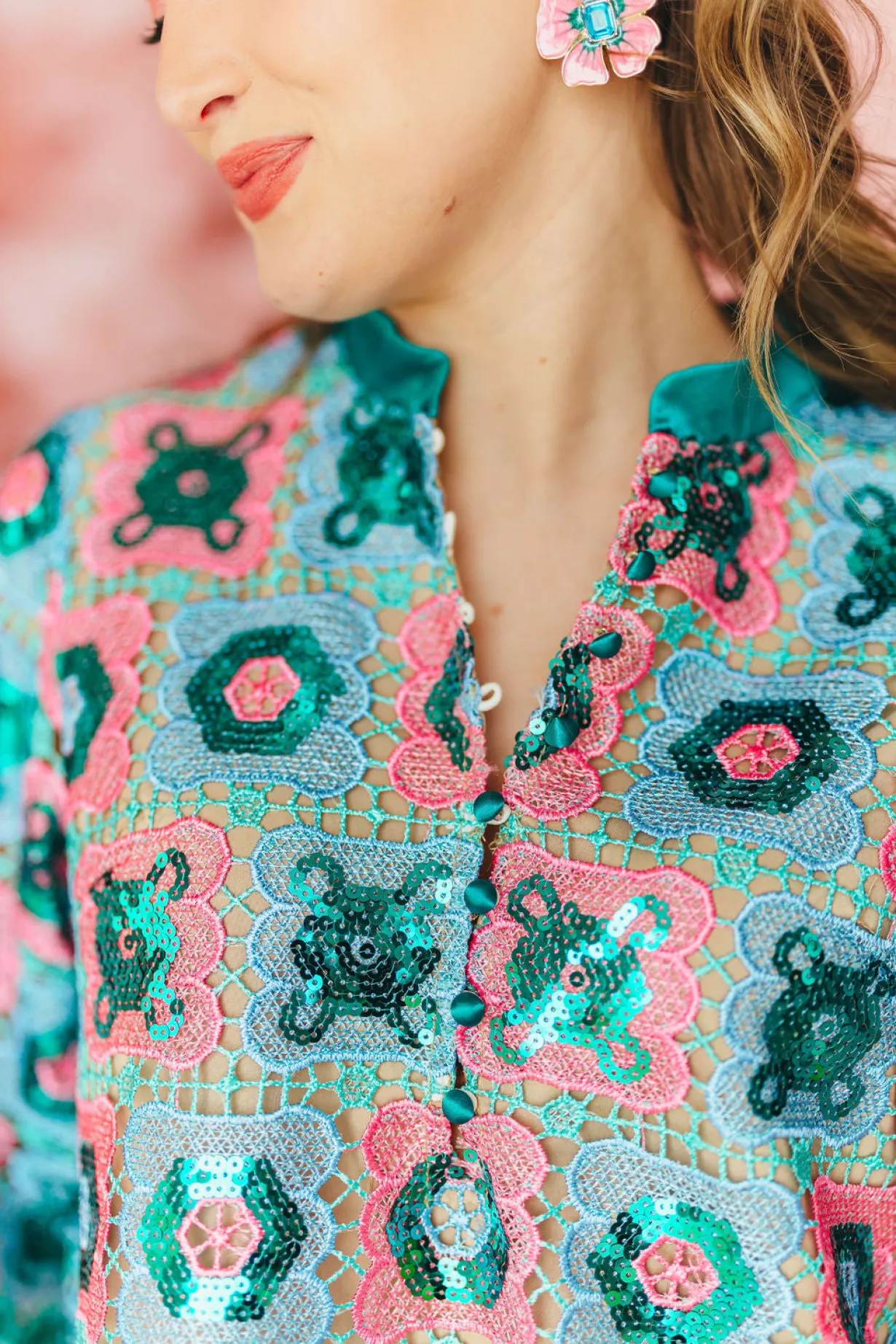 bc_midi_caftan__turquoise_1.webp BC Midi Caftan - Turquoise Mosaic PRE-ORDER (Est. Ship 3/18)-Brianna Cannon Clearance