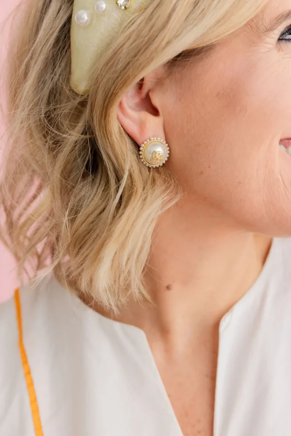 BC Pearl Button Logo Studs-Brianna Cannon Discount