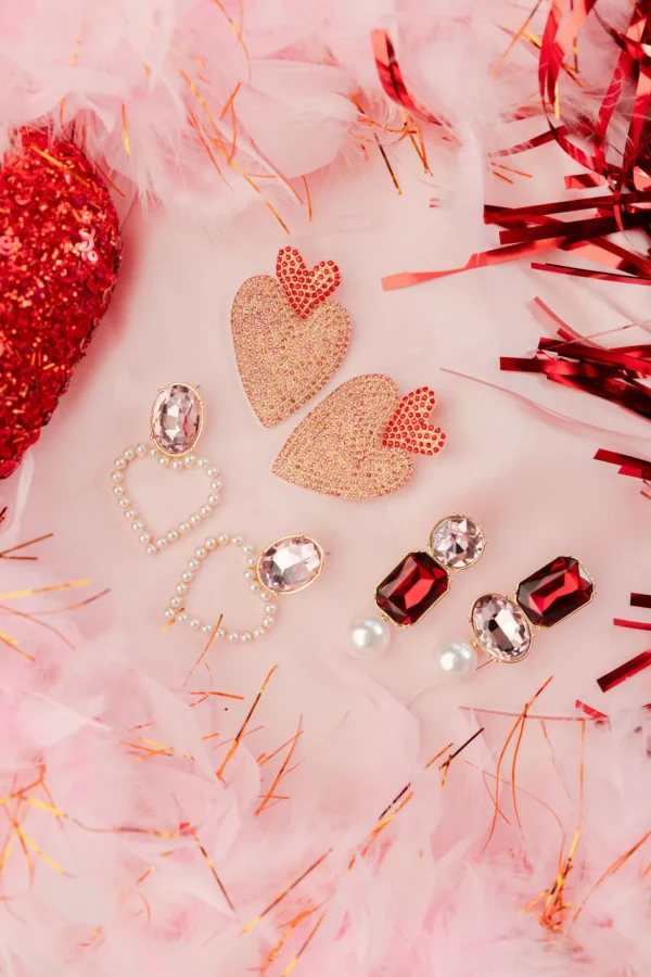 BC x Stylin Brunette - Blush Pink Jewel & Pearl Heart Earrings-Brianna Cannon New