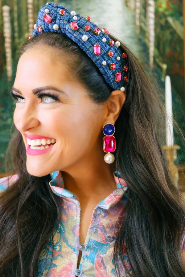 BC x Stylin Brunette - Hot Pink & Blue Jewel & Pearl Earrings-Brianna Cannon Discount