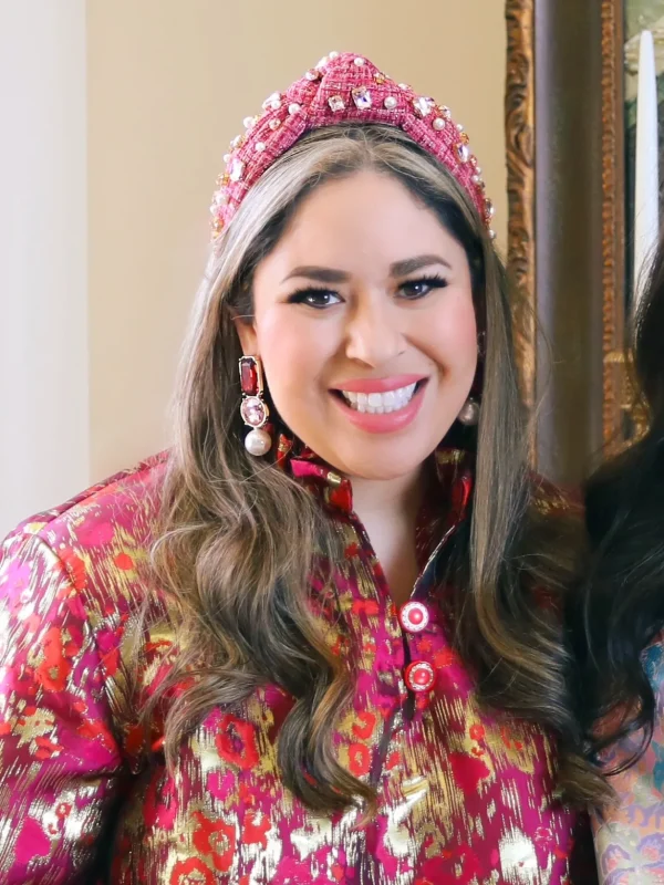BC x Stylin Brunette - Maroon Tweed Headband with Blush Pink Crystals & Pearls-Brianna Cannon New