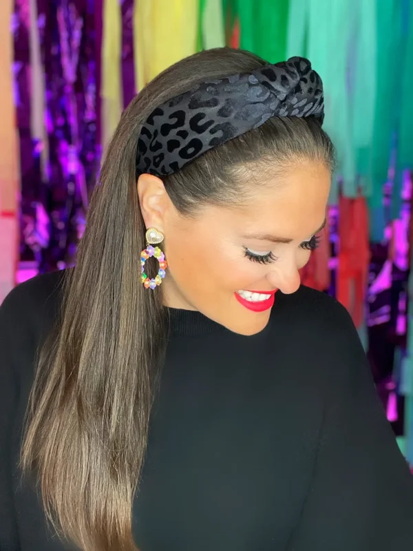 Black Leopard Print Knotted Headband-Brianna Cannon Outlet