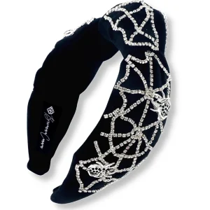 Black Velvet Headband with Crystal Spiderweb and Spiders-Brianna Cannon Hot