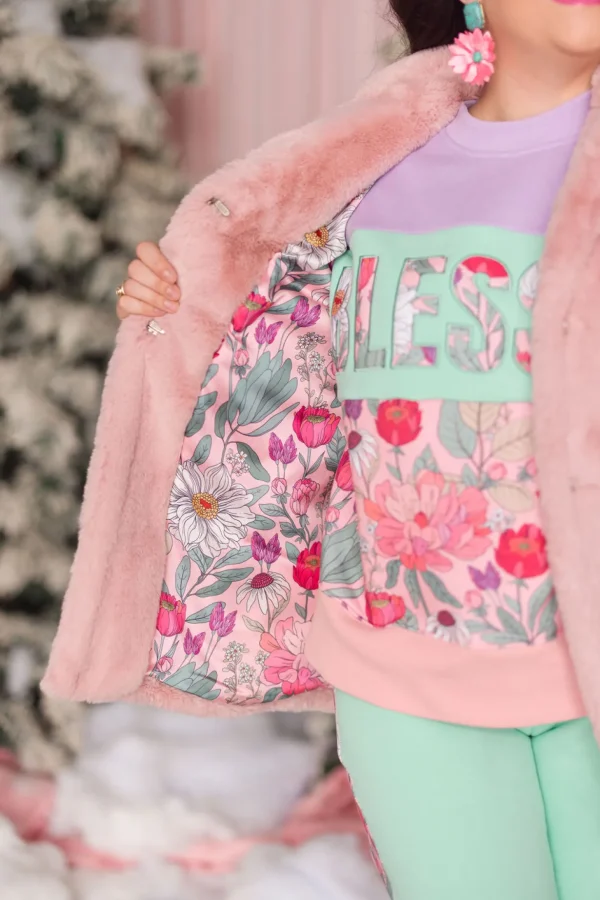 BLESSED Floral Fleece-Lined Sweatshirt-Brianna Cannon Hot