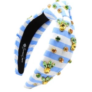 Blue & White Striped Pineapple Fruit Headband-Brianna Cannon Fashion