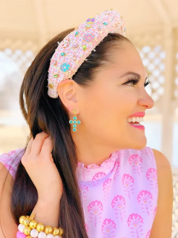 Blue Crystal Cross Earrings-Brianna Cannon Sale