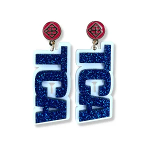 Blue Glitter over White TCA Earrings-Brianna Cannon Clearance
