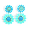 Blue May Flowers Double Drop Earrings-Brianna Cannon New