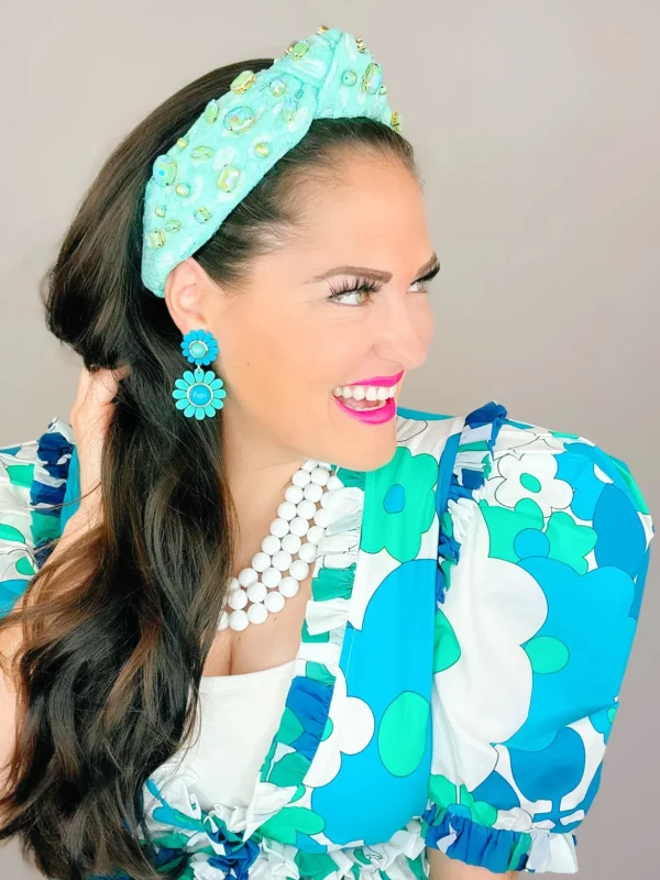 Blue May Flowers Double Drop Earrings-Brianna Cannon New