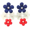 Blue, White & Red Flower Drop Earrings-Brianna Cannon Hot