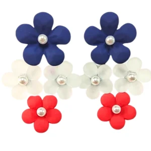 Blue, White & Red Flower Drop Earrings-Brianna Cannon Hot