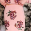 Blushing Pink Floral Knit Pencil Skirt-Brianna Cannon Discount