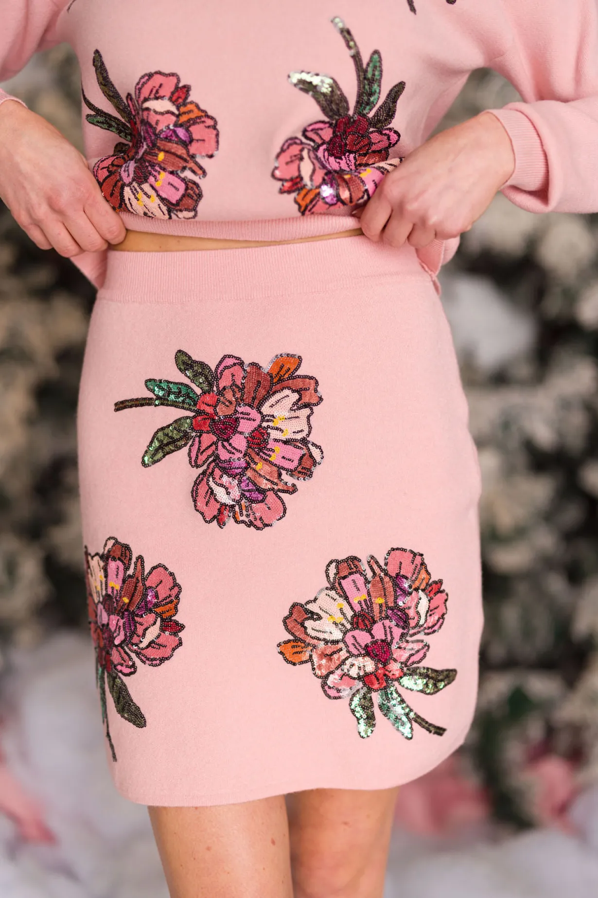 blushing_pink_floral_knit_0.webp Blushing Pink Floral Knit Pencil Skirt-Brianna Cannon Discount