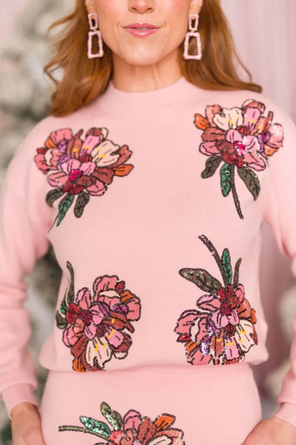 Blushing Pink Floral Sweater-Brianna Cannon Sale