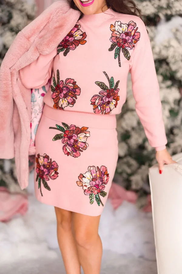 Blushing Pink Floral Sweater-Brianna Cannon Sale