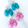 Bow Earrings with Pearl Logo Top (2 COLORS)-Brianna Cannon Fashion