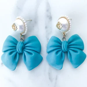 Bow Earrings with Pearl Logo Top (2 COLORS)-Brianna Cannon Fashion