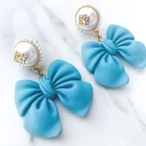 Bow Earrings with Pearl Logo Top (2 COLORS)-Brianna Cannon Fashion