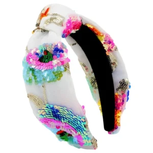 Bright Floral Sequin Knotted Headband-Brianna Cannon Best