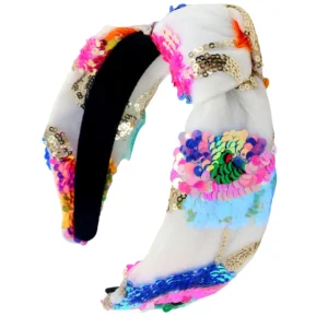 Bright Floral Sequin Knotted Headband-Brianna Cannon Best