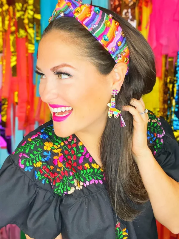 Burro Piñata Earrings with Metallic Tassel Tail-Brianna Cannon New