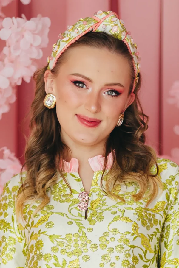 Chartreuse and Blush Jacquard Headband-Brianna Cannon Sale