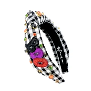 Child Size Black & White Gingham BOO Headband with Crystals-Brianna Cannon Online