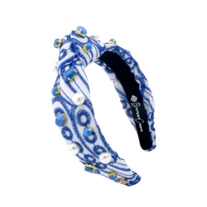 Child Size Blue & White Mykonos Eyelet Headband-Brianna Cannon Best
