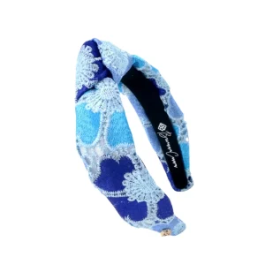 Child Size Blue Mosaic Lace Flowers Headband-Brianna Cannon Outlet
