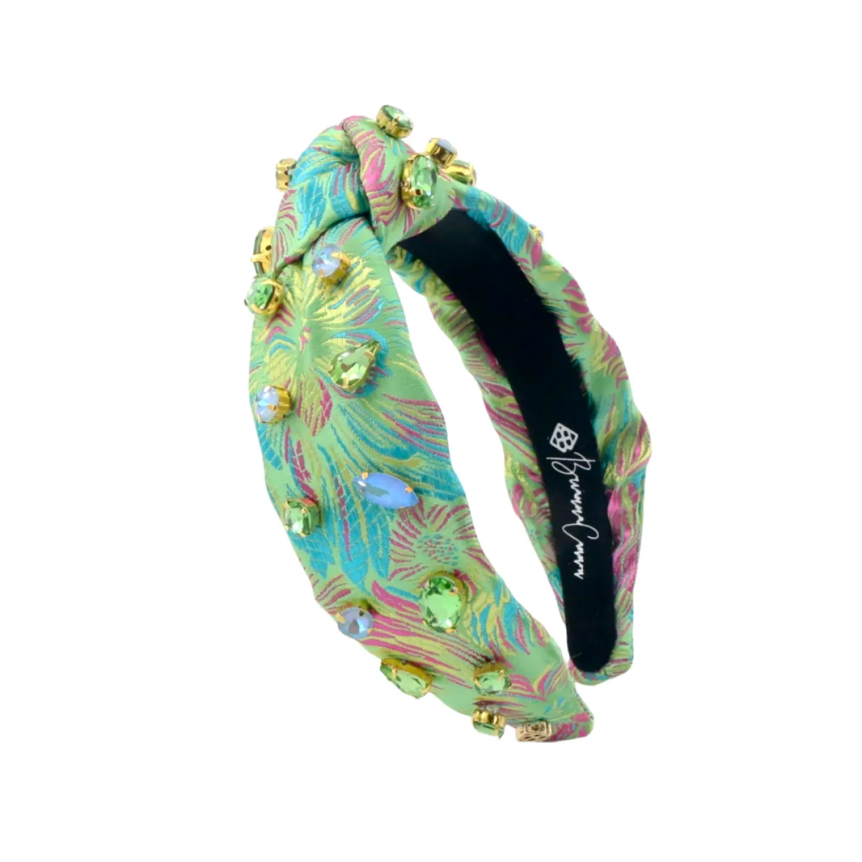 child_size_bright_green_b_0.webp Child Size Bright Green Brocade Headband with Pink and Blue-Brianna Cannon Hot