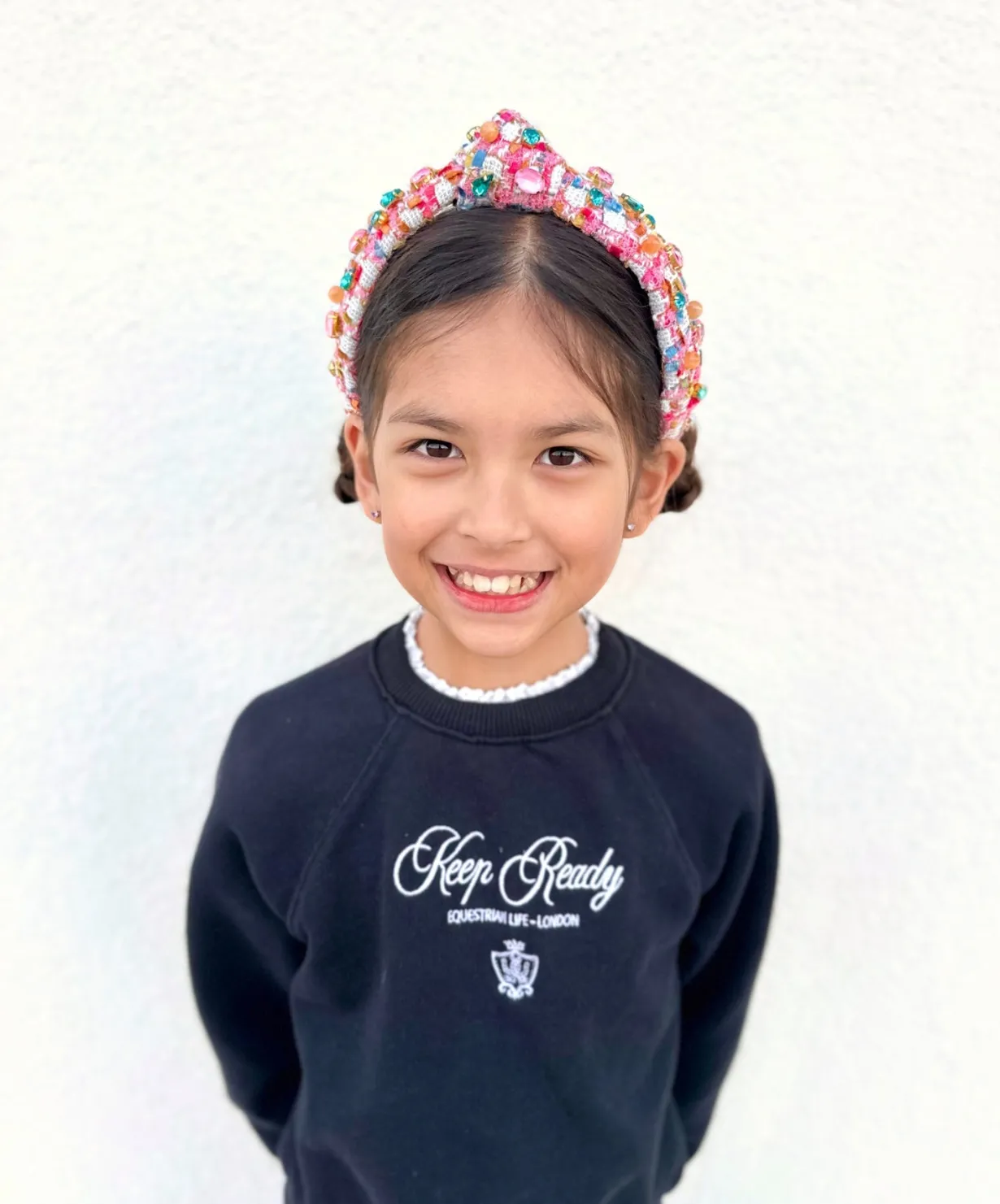 child_size_bubblegum_twee_1.webp Child Size Bubblegum Tweed Headband with Crystals-Brianna Cannon Online