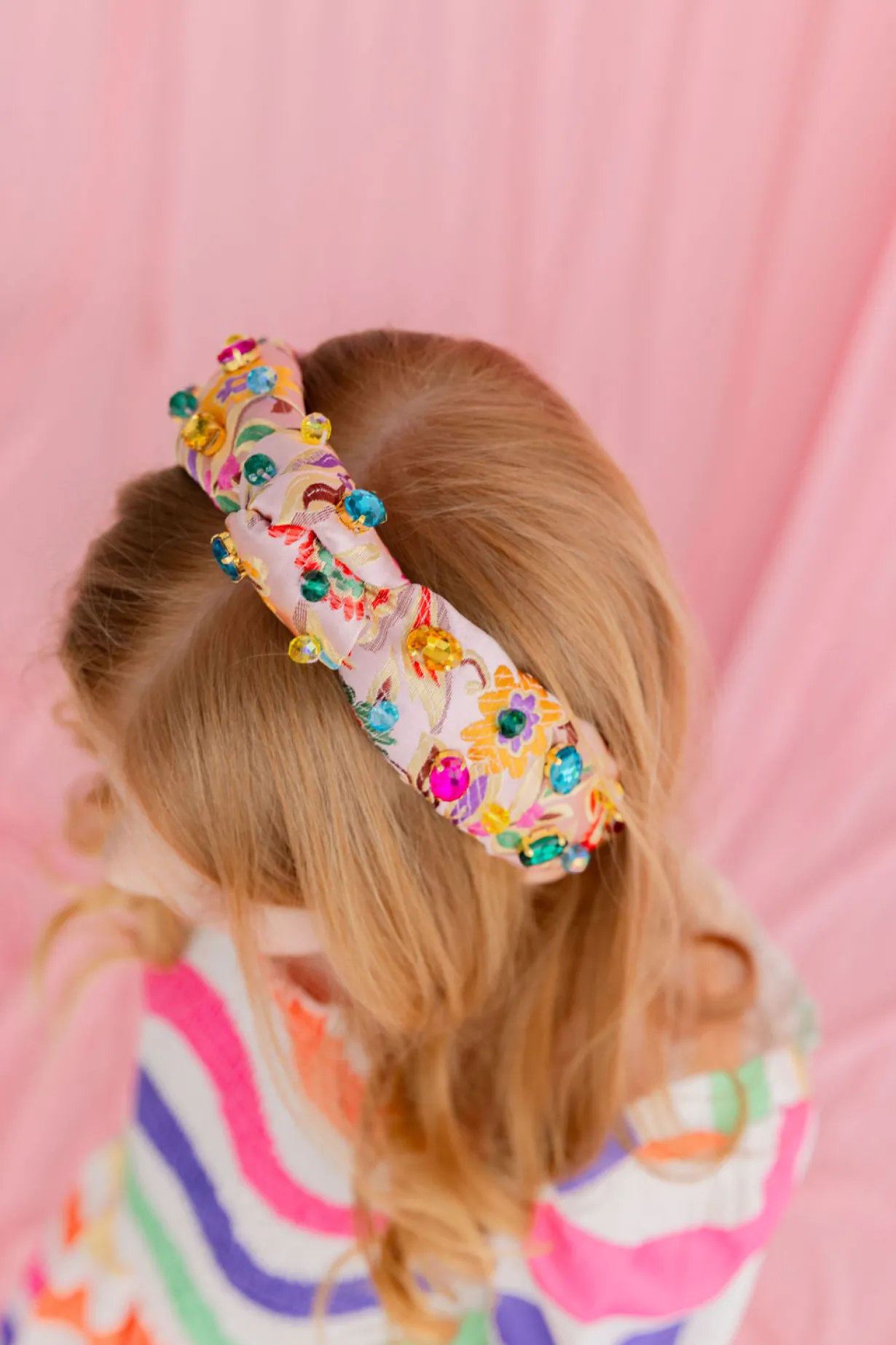 child_size_colorful_flora_1.webp Child Size Colorful Floral Brocade Headband with Multicolor Crystals-Brianna Cannon Outlet