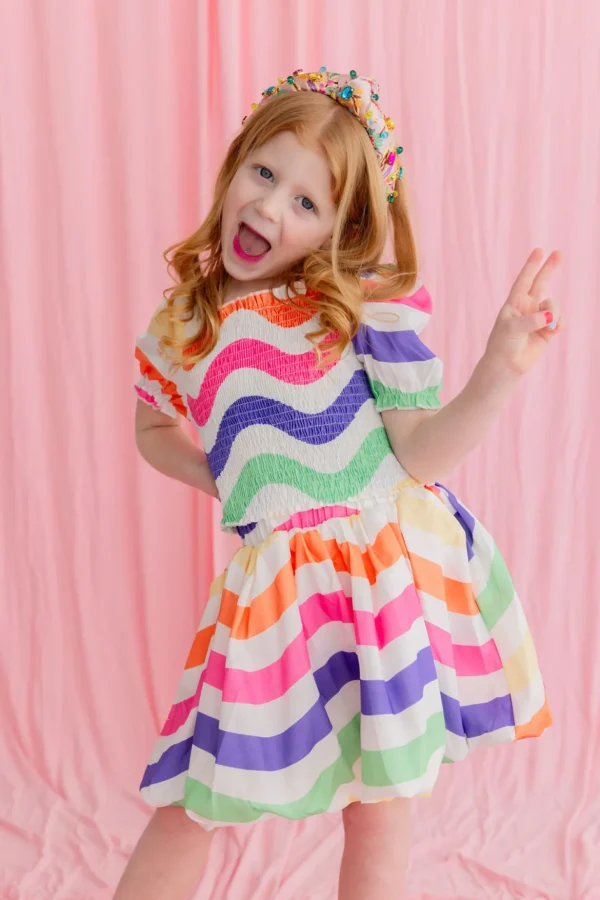 Child Size Colorful Floral Brocade Headband with Multicolor Crystals-Brianna Cannon Outlet
