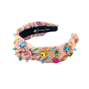 Child Size Colorful Floral Brocade Headband with Multicolor Crystals-Brianna Cannon Outlet
