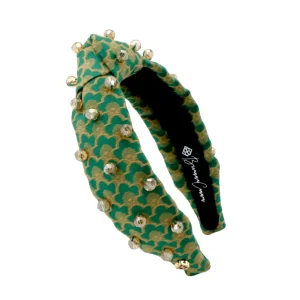 Child Size Green Scalloped Headband with Gold Beads-Brianna Cannon Hot