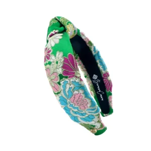 Child Size Kelly Green Floral Silk Headband-Brianna Cannon Best
