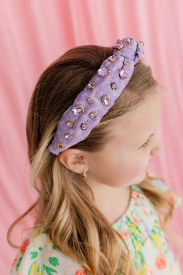 Child Size Lavender Textured Headband with Crystals-Brianna Cannon Sale