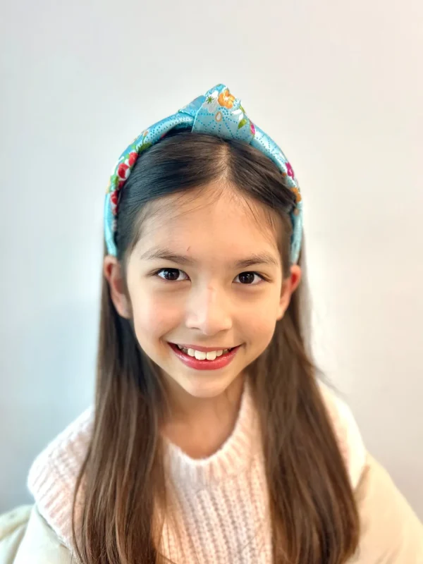 Child Size Light Blue Floral Silk Headband-Brianna Cannon Sale